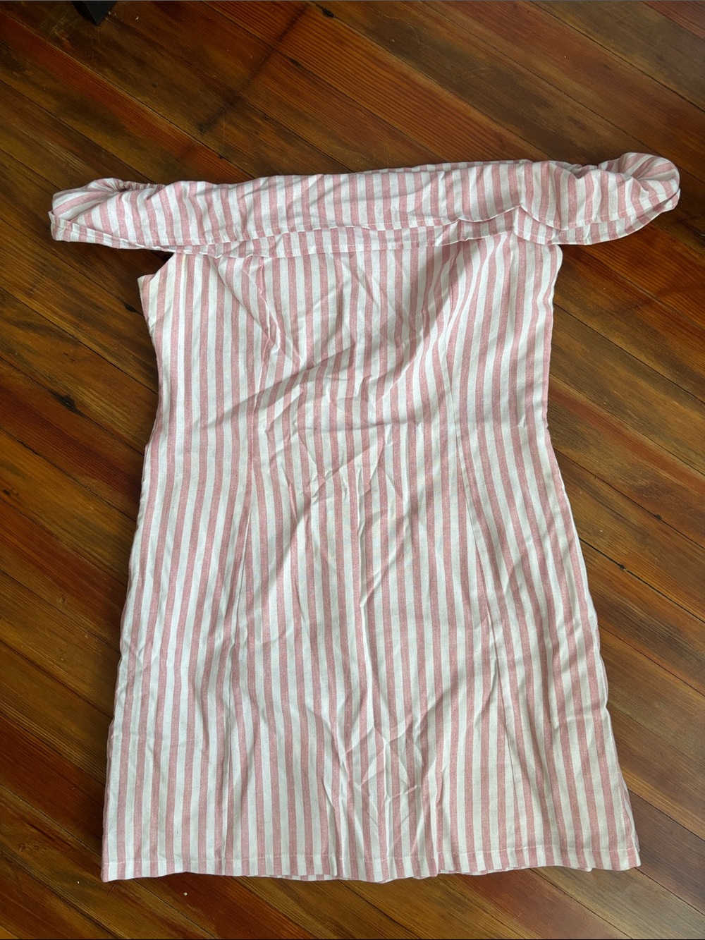 Lulu's Pink and White Striped Off-Shoulder Mini Dress